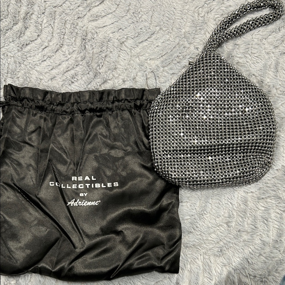 Adrienne Black and Silver Beaded Clutch